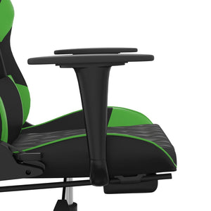 Καρέκλα Gaming Μασάζ Υποπόδιο Μαύρο/Πράσινο από Συνθετικό Δέρμα