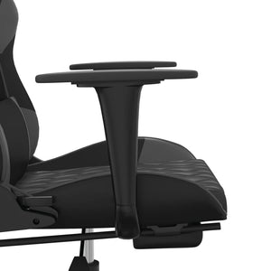 Καρέκλα Gaming Μασάζ Υποπόδιο Μαύρο/Γκρι από Συνθετικό Δέρμα