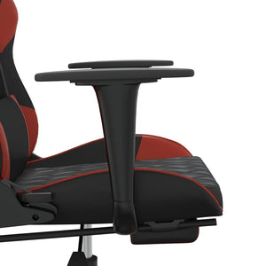 Καρέκλα Gaming Μασάζ Υποπόδιο Μαύρο/Μπορντό από Συνθετικό Δέρμα
