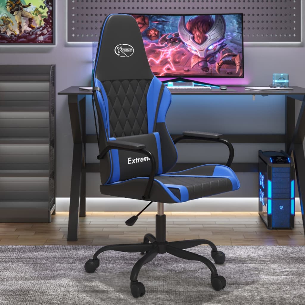 Καρέκλα Gaming Μαύρο/Μπλε από Συνθετικό Δέρμα