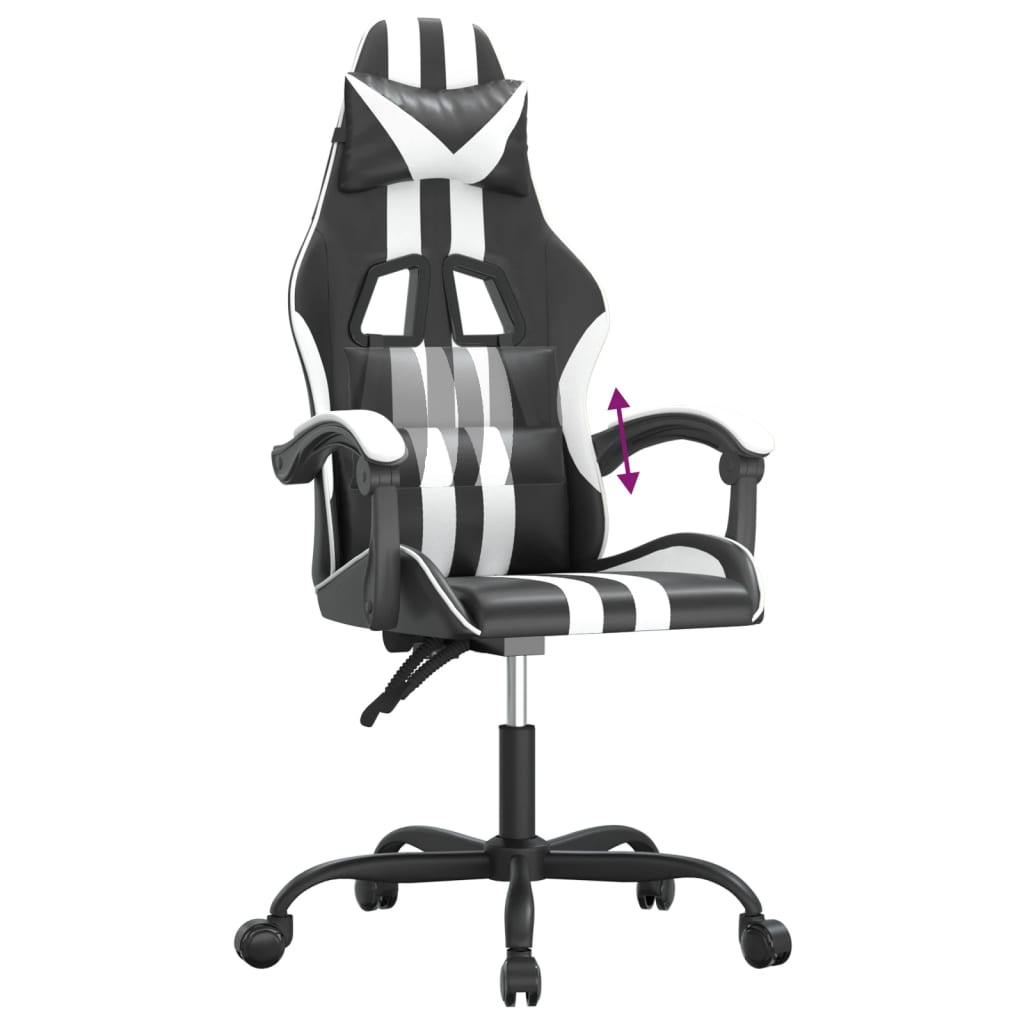 Καρέκλα Gaming Μαύρο/Λευκό από Συνθετικό Δέρμα