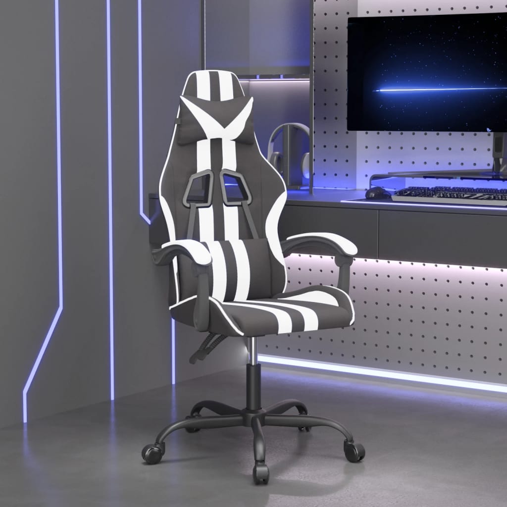 Καρέκλα Gaming Μαύρο/Λευκό από Συνθετικό Δέρμα