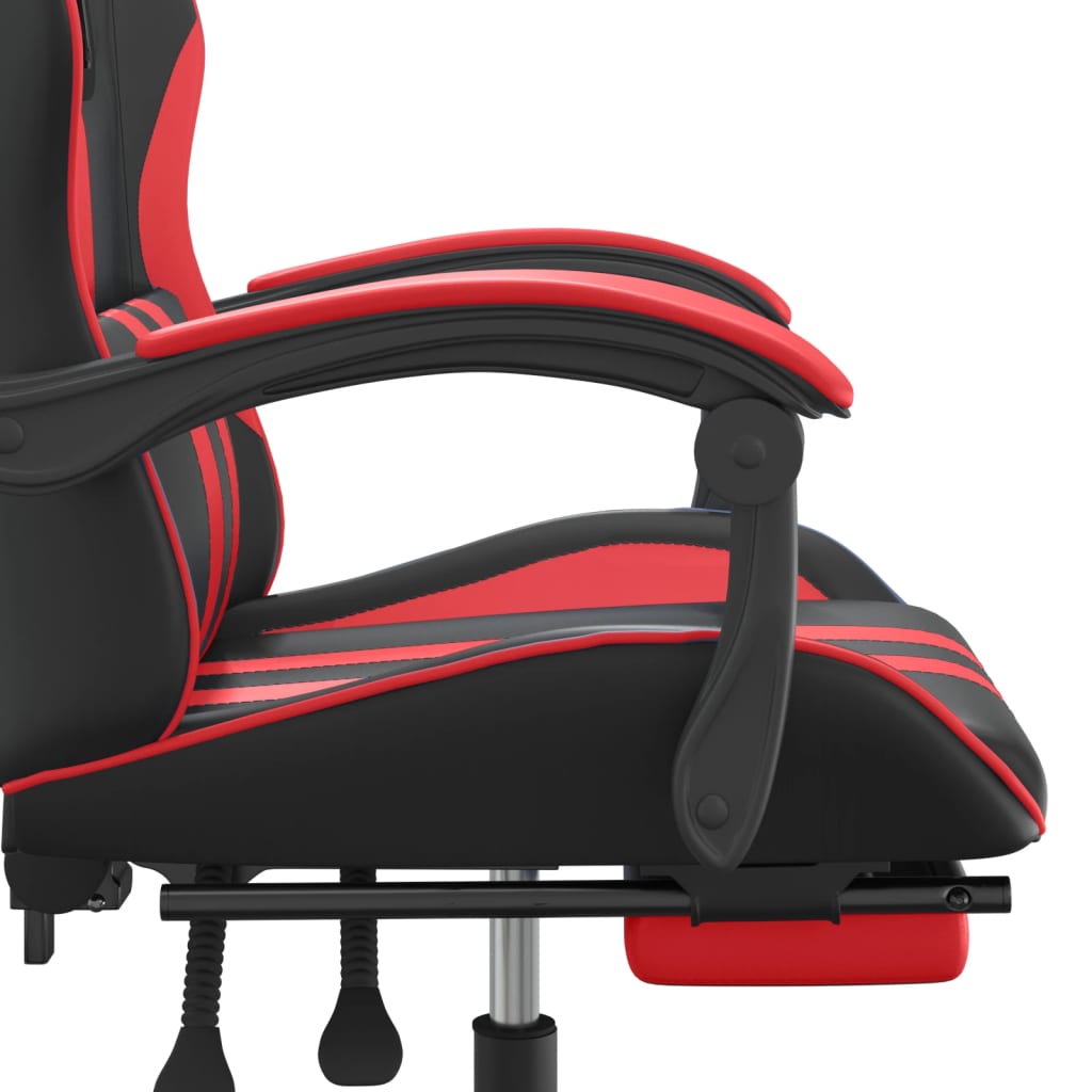 Καρέκλα Gaming Μασάζ Υποπόδιο Μαύρο/Κόκκινο από Συνθετικό Δέρμα