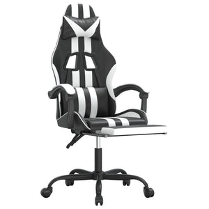 Καρέκλα Gaming Μασάζ Υποπόδιο Μαύρο/Λευκό από Συνθετικό Δέρμα