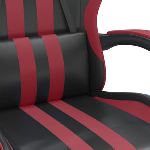 Καρέκλα Gaming Μασάζ Υποπόδιο Μαύρο/Μπορντό από Συνθετικό Δέρμα