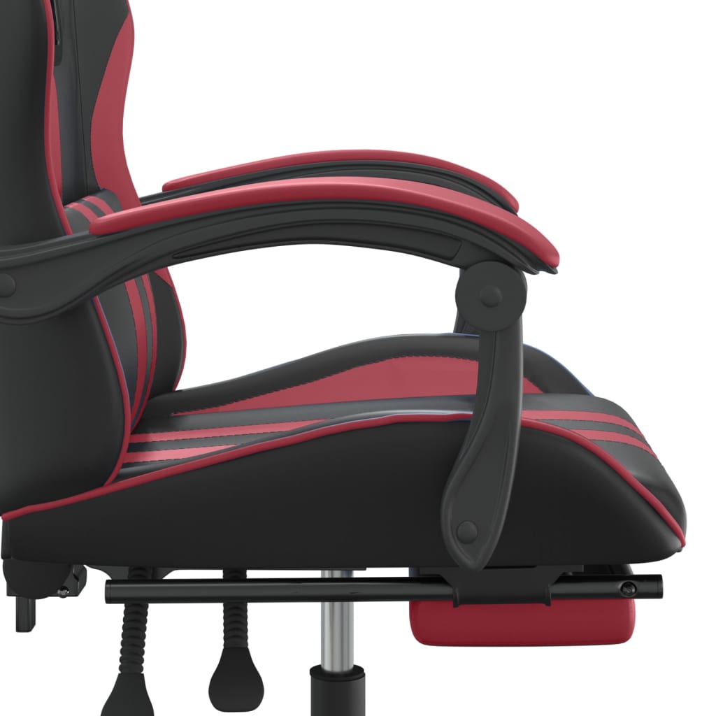 Καρέκλα Gaming Μασάζ Υποπόδιο Μαύρο/Μπορντό από Συνθετικό Δέρμα