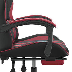 Καρέκλα Gaming Μασάζ Υποπόδιο Μαύρο/Μπορντό από Συνθετικό Δέρμα