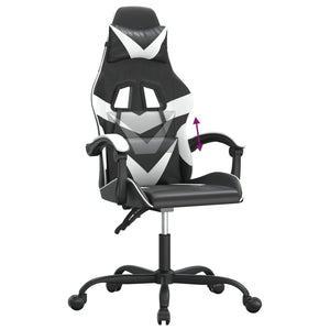 Καρέκλα Gaming Μαύρο/Λευκό από Συνθετικό Δέρμα