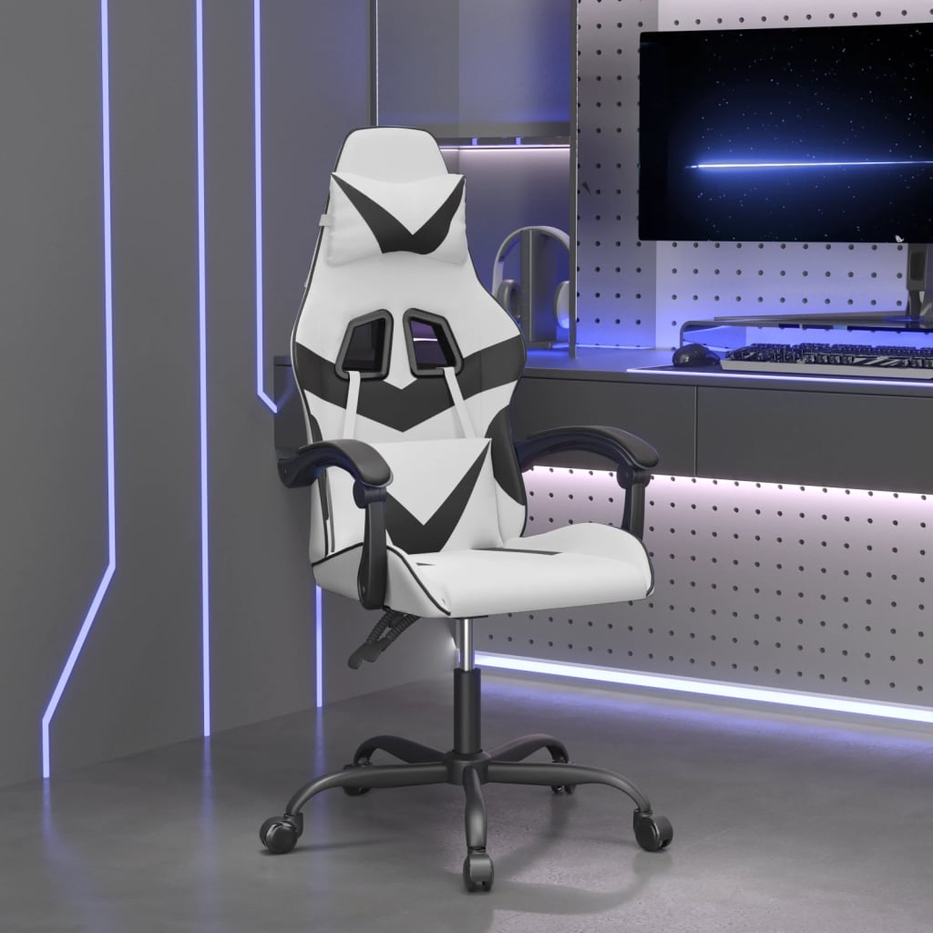 Καρέκλα Gaming Λευκό/Μαύρο από Συνθετικό Δέρμα