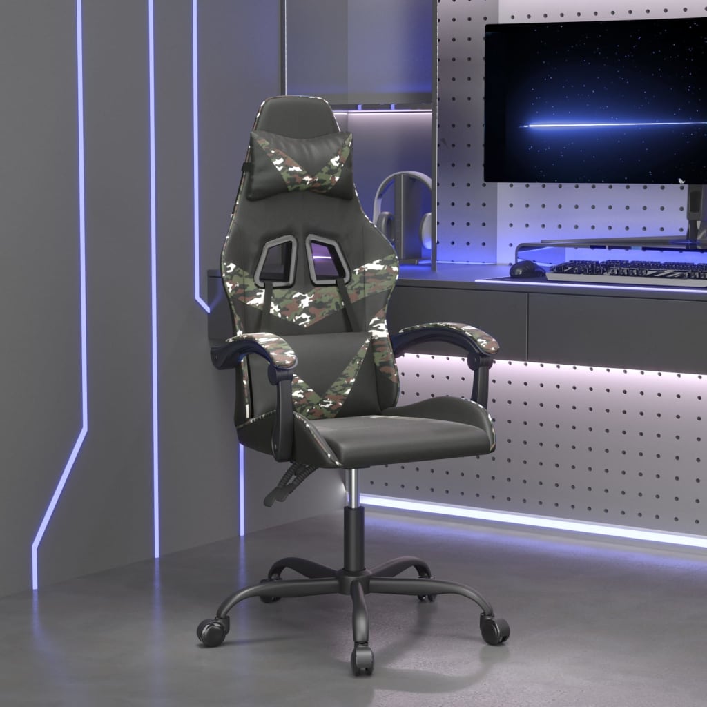 Καρέκλα Gaming Μαύρο/Παραλλαγή από Συνθετικό Δέρμα