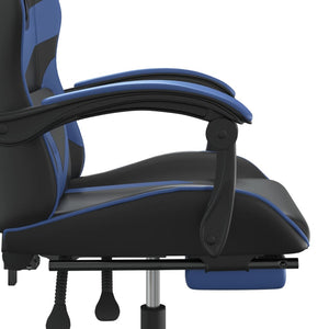 Καρέκλα Gaming Μασάζ Υποπόδιο Μαύρο/μπλε από Συνθετικό Δέρμα