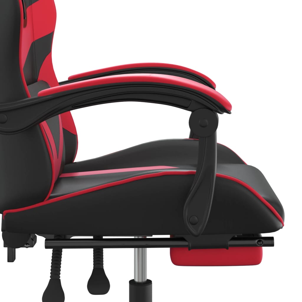 Καρέκλα Gaming Μασάζ Υποπόδιο Μαύρο/Κόκκινο από Συνθετικό Δέρμα