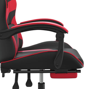 Καρέκλα Gaming Μασάζ Υποπόδιο Μαύρο/Κόκκινο από Συνθετικό Δέρμα