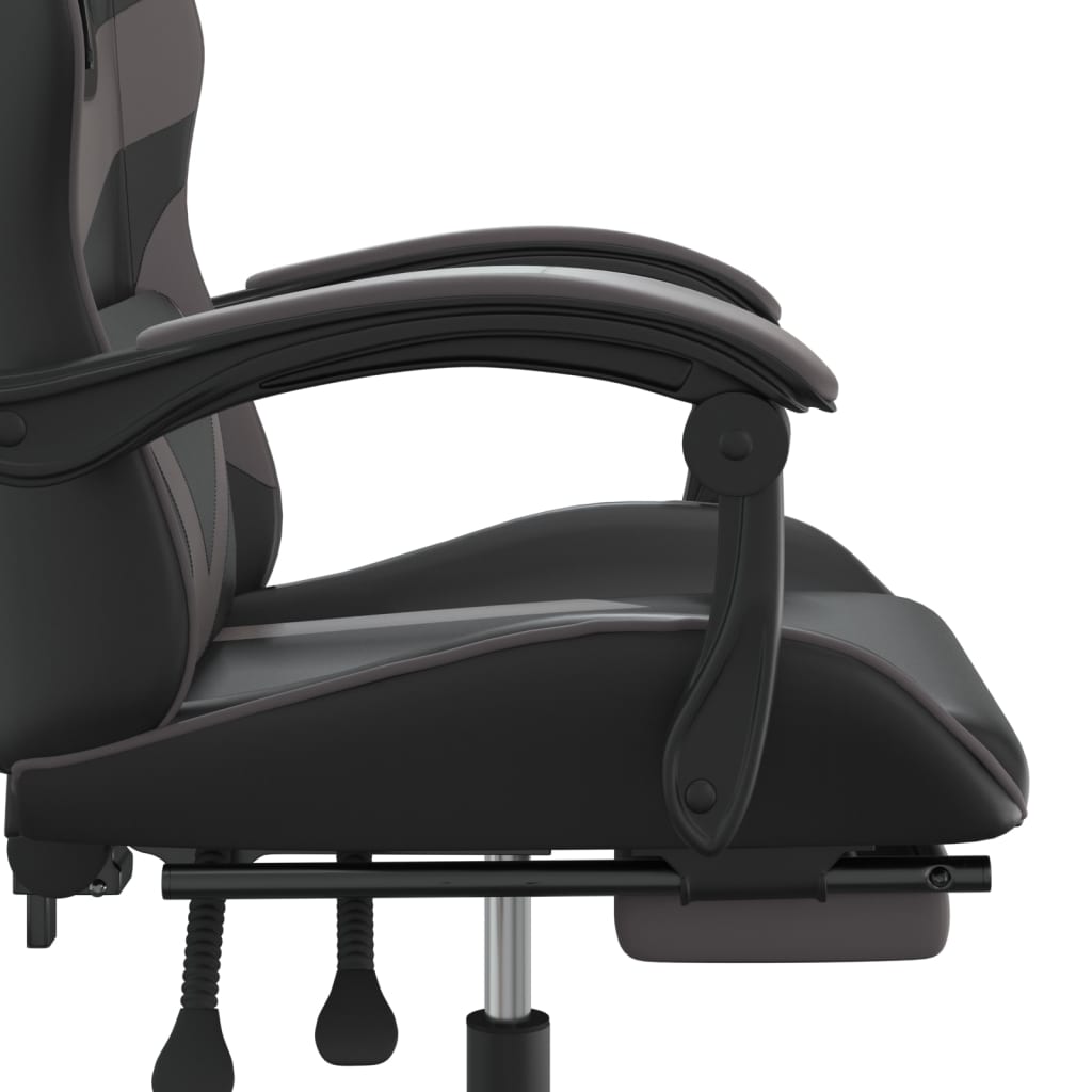 Καρέκλα Gaming Μασάζ Υποπόδιο Μαύρο/Γκρι από Συνθετικό Δέρμα