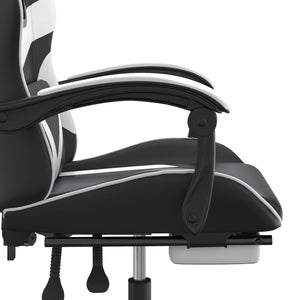 Καρέκλα Gaming Μασάζ Υποπόδιο Μαύρο/Λευκό από Συνθετικό Δέρμα