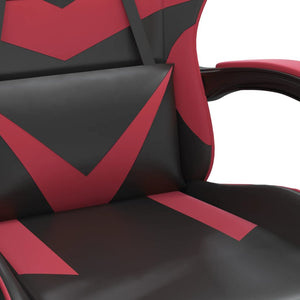 Καρέκλα Gaming Μασάζ Υποπόδιο Μαύρο/Μπορντό από Συνθετικό Δέρμα
