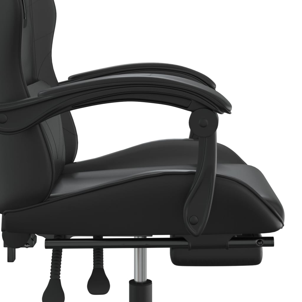 Καρέκλα Gaming Μασάζ Υποπόδιο Μαύρο από Συνθετικό Δέρμα