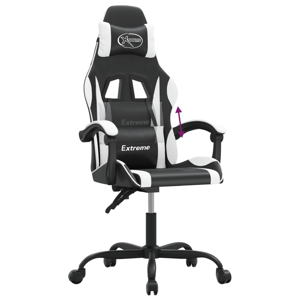 Καρέκλα Gaming Μαύρο/Λευκό από Συνθετικό Δέρμα