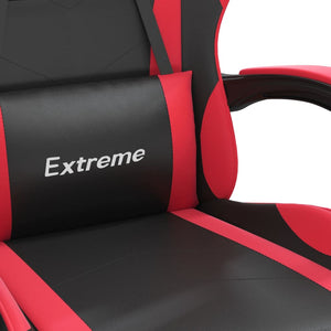 Καρέκλα Gaming Μασάζ Υποπόδιο Μαύρο/Κόκκινο από Συνθετικό Δέρμα