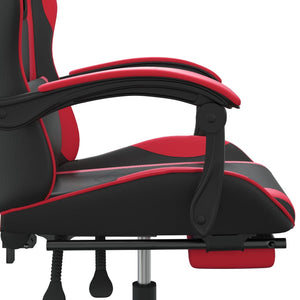 Καρέκλα Gaming Μασάζ Υποπόδιο Μαύρο/Κόκκινο από Συνθετικό Δέρμα