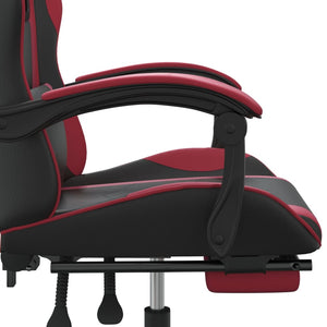 Καρέκλα Gaming Μασάζ Υποπόδιο Μαύρο/Μπορντό από Συνθετικό Δέρμα