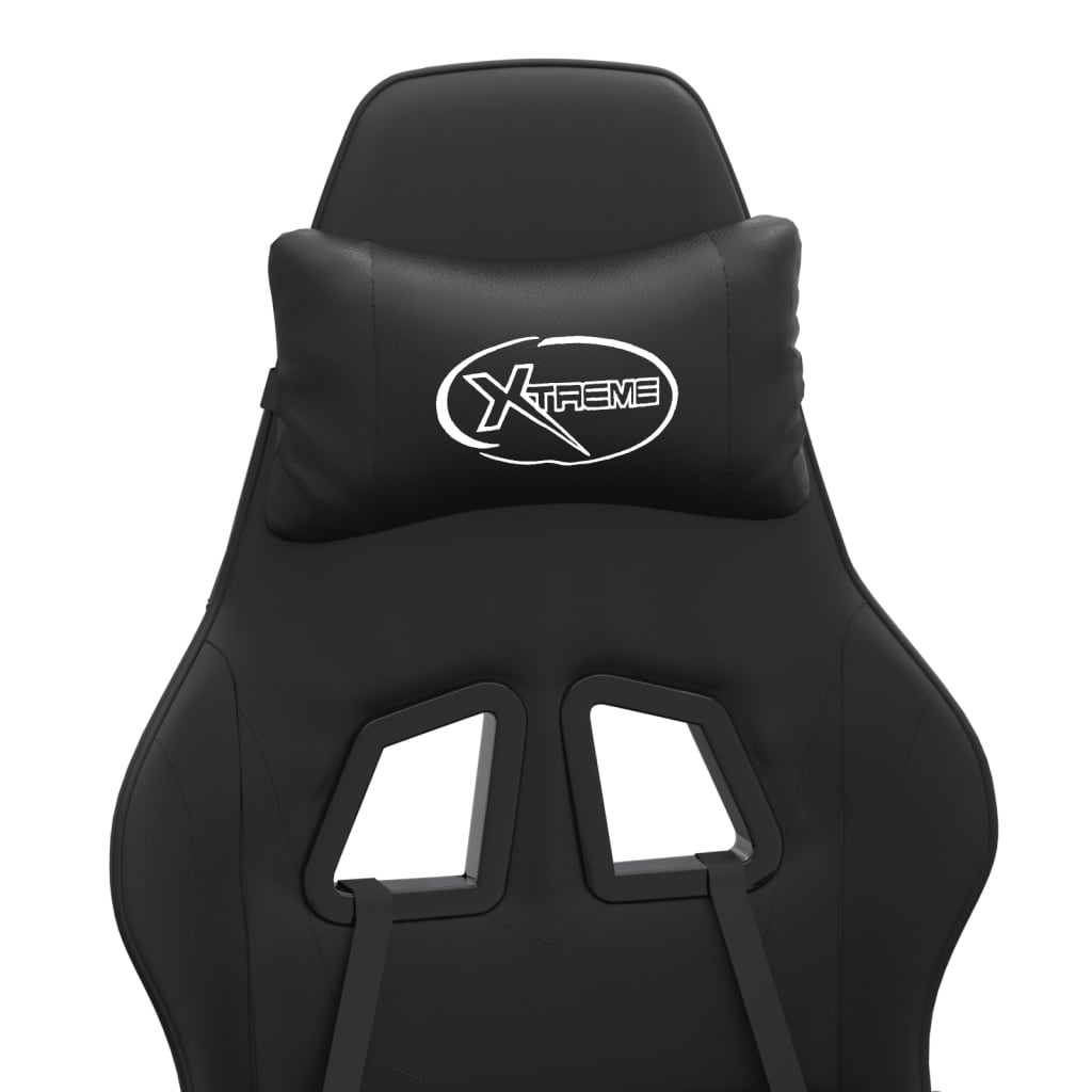 Καρέκλα Gaming Μασάζ Υποπόδιο Μαύρο από Συνθετικό Δέρμα