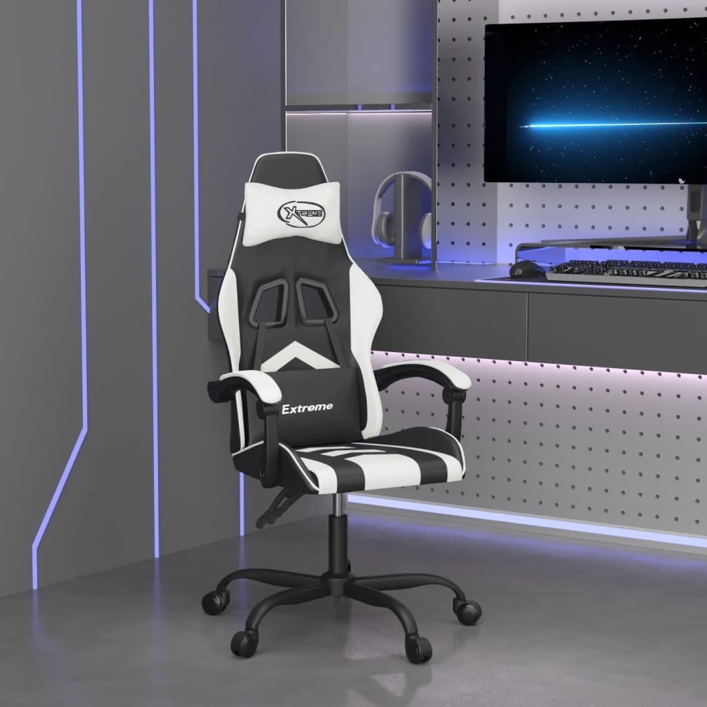 Καρέκλα Gaming Μαύρο/Λευκό από Συνθετικό Δέρμα