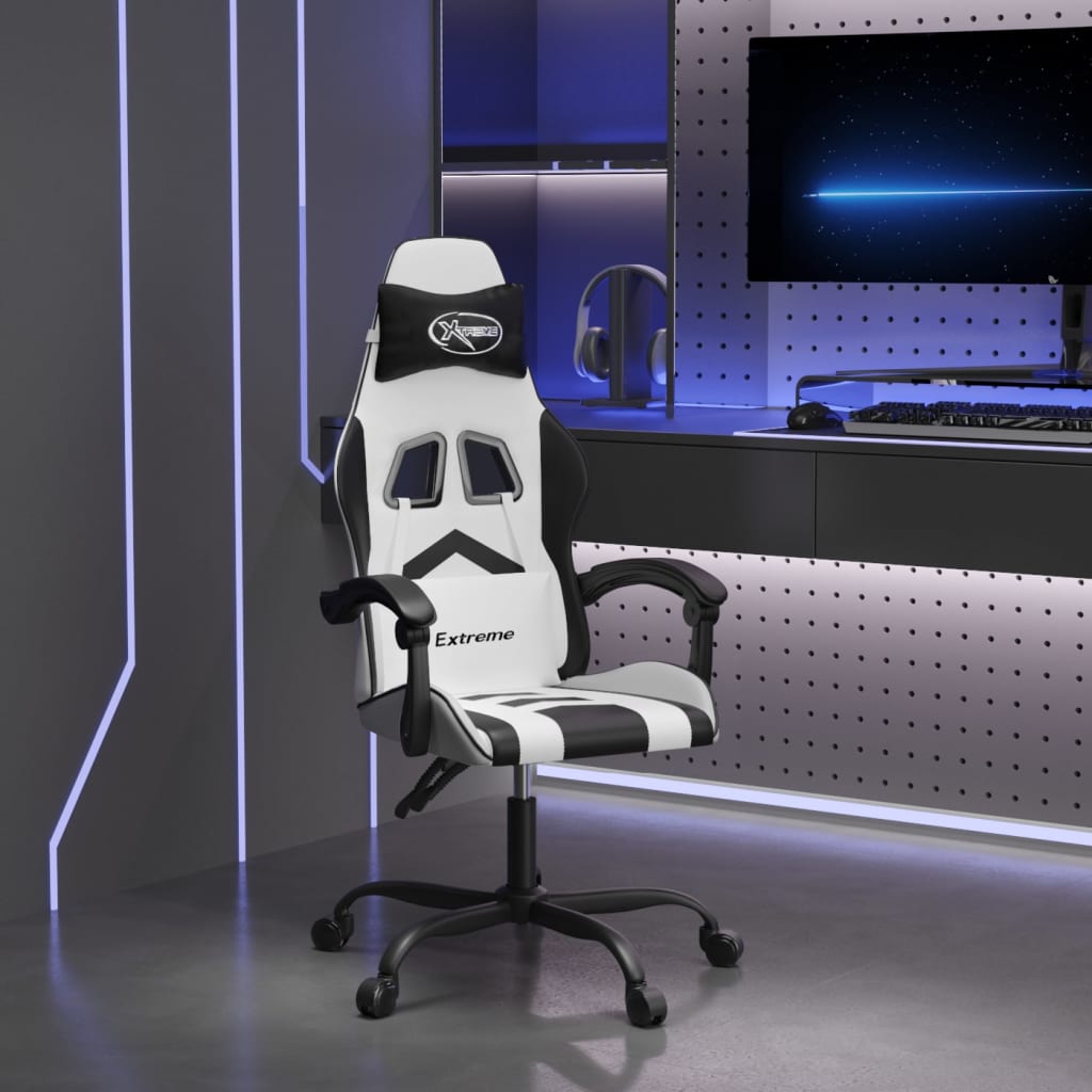 Καρέκλα Gaming Λευκό/Μαύρο από Συνθετικό Δέρμα