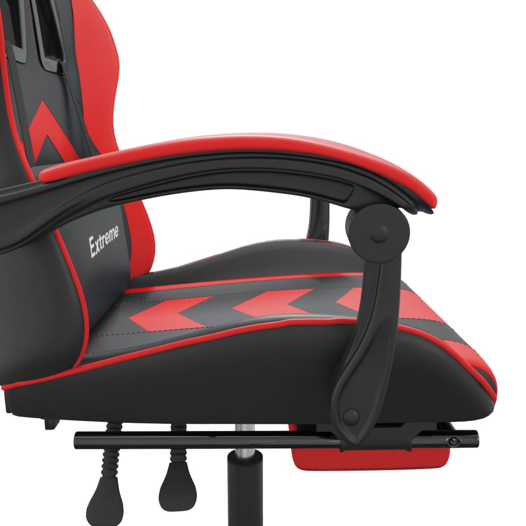 Καρέκλα Gaming Μασάζ Υποπόδιο Μαύρο/Κόκκινο από Συνθετικό Δέρμα