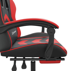 Καρέκλα Gaming Μασάζ Υποπόδιο Μαύρο/Κόκκινο από Συνθετικό Δέρμα