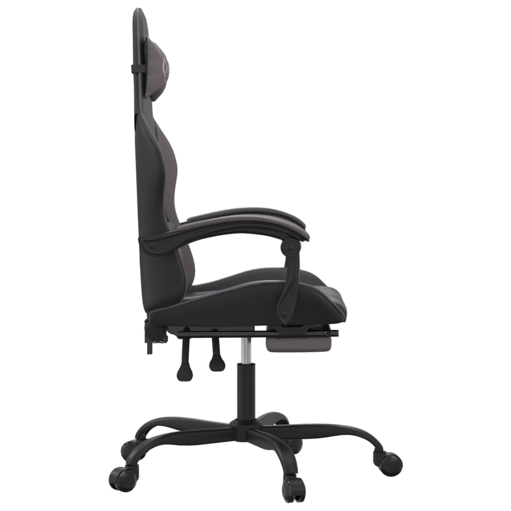 Καρέκλα Gaming Μασάζ Υποπόδιο Μαύρο/Γκρι από Συνθετικό Δέρμα