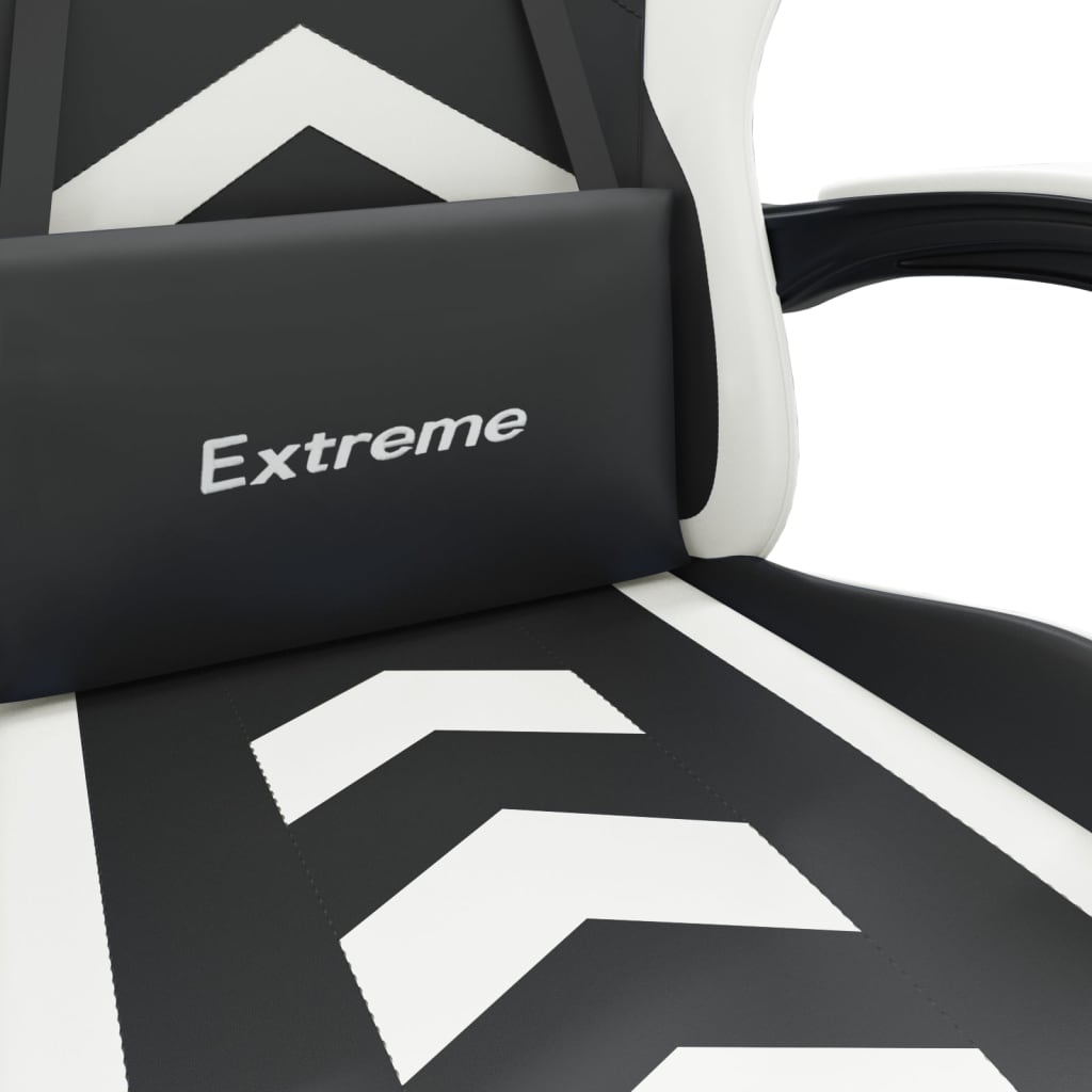 Καρέκλα Gaming Μασάζ Υποπόδιο Μαύρο/Λευκό από Συνθετικό Δέρμα - Pakobazaar