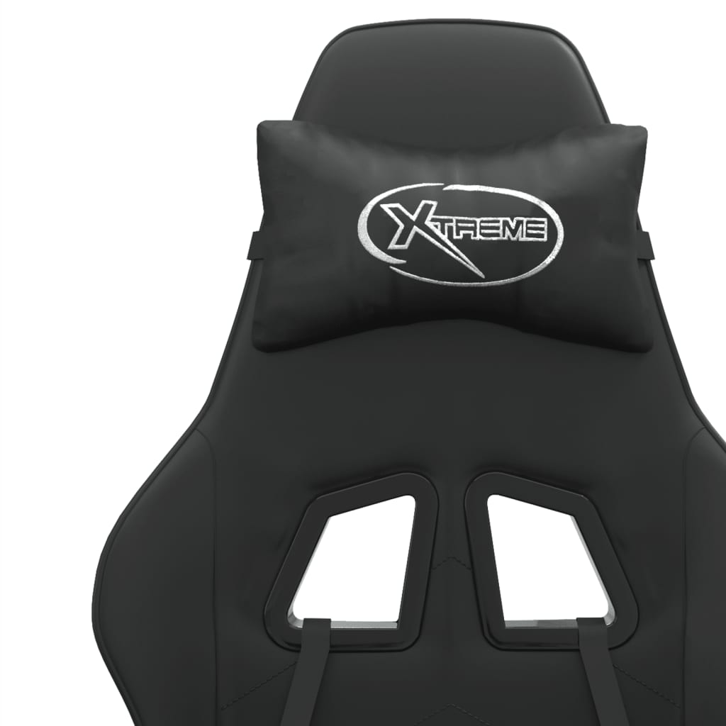 Καρέκλα Gaming Μασάζ Υποπόδιο Μαύρο από Συνθετικό Δέρμα - Pakobazaar