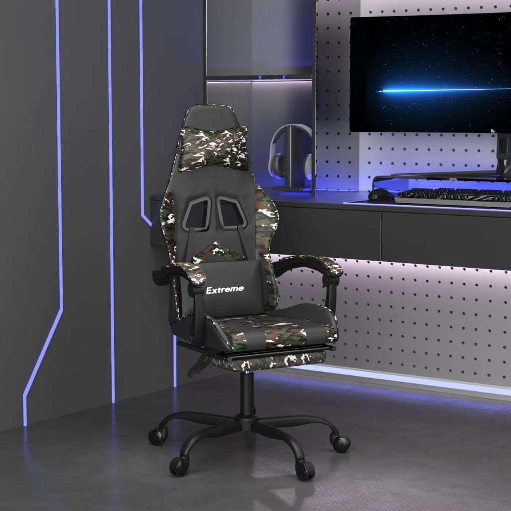 Καρέκλα Gaming Μασάζ Υποπόδιο Μαύρο/Παραλλαγή Συνθετικό Δέρμα