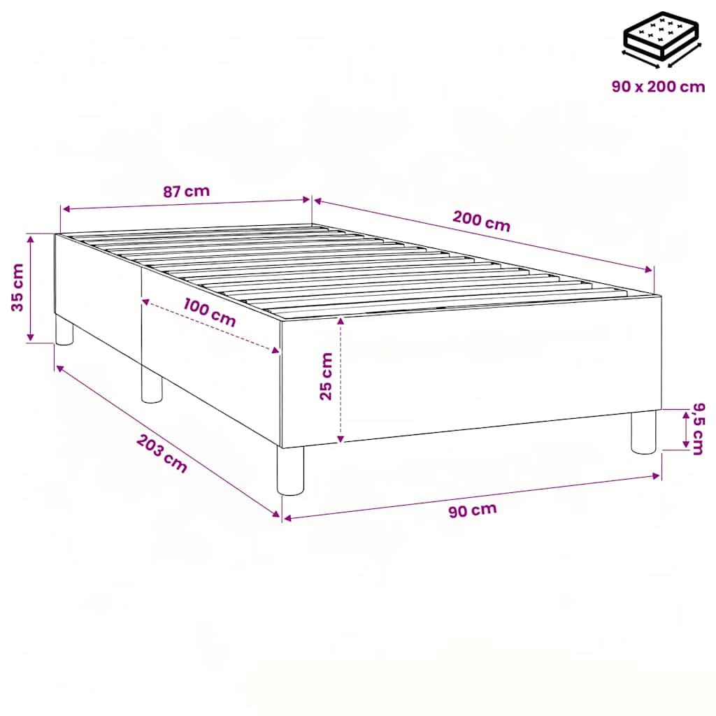 Σκελετός Κρεβατιού με Ελατήρια Πράσινο 90x200 εκ. Υφασμάτινο