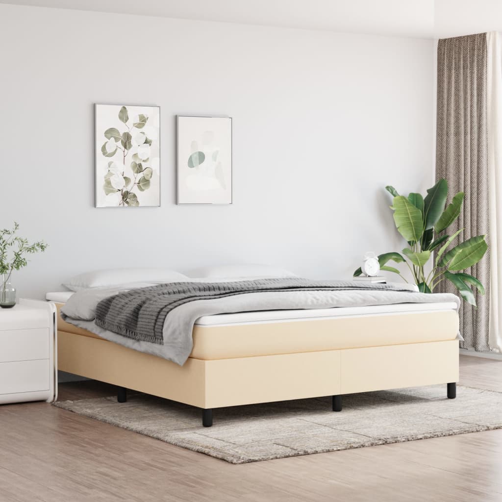 Σκελετός Κρεβατιού με Ελατήρια Κρεμ 160x200 εκ. Υφασμάτινο