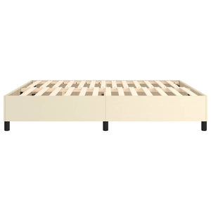 Σκελετός Κρεβατιού με Ελατήρια Κρεμ 160x200 εκ. από Συνθετικό Δέρμα