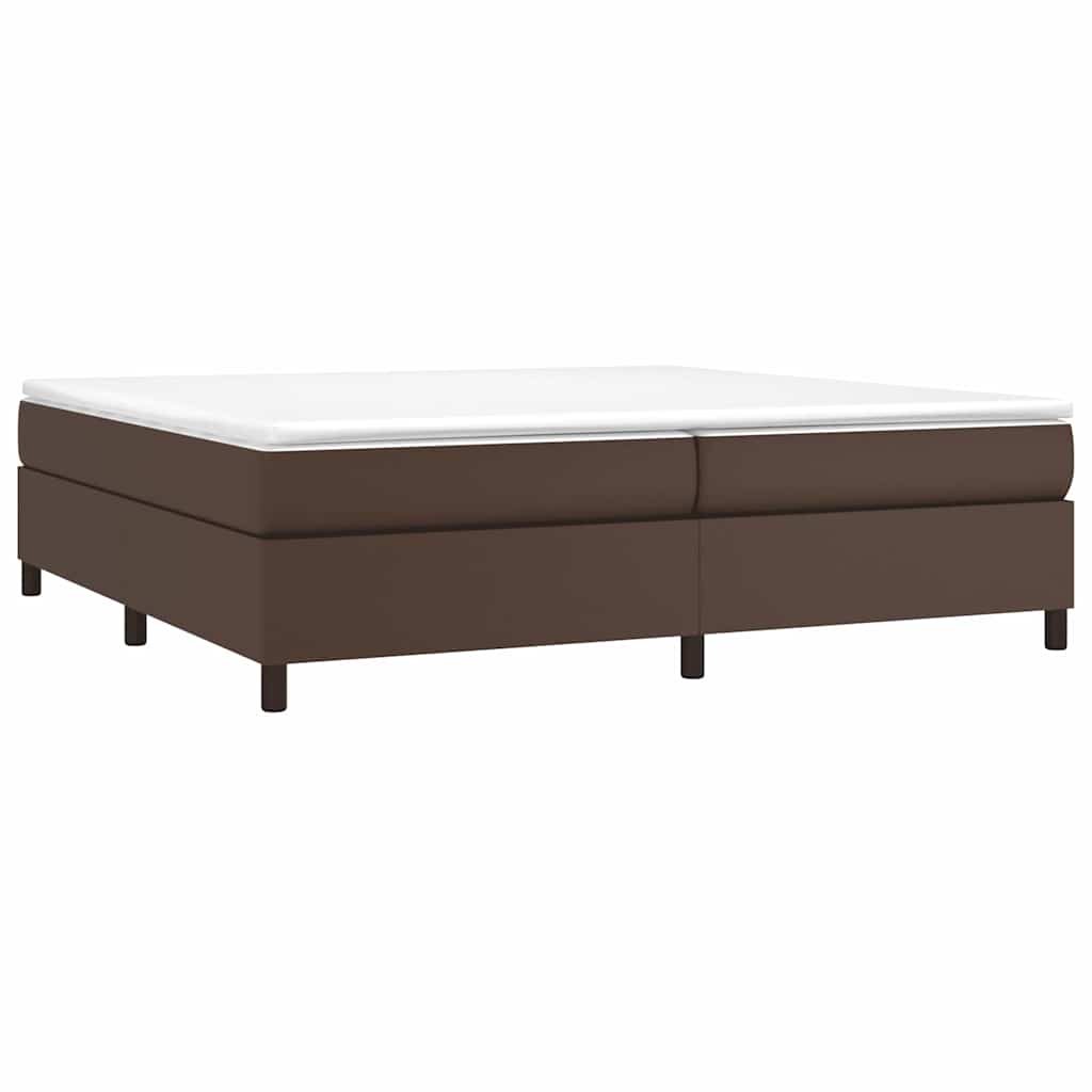 Σκελετός Κρεβατιού με Ελατήρια Καφέ 200x200 εκ. από Συνθετικό Δέρμα