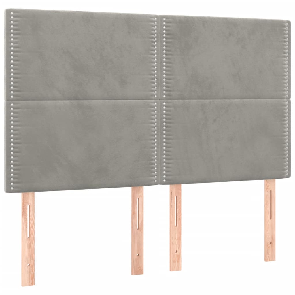 Κεφαλάρι Ανοιχτό Γκρι Βελούδο 144x5x118/128 εκ. - PAKOBAZAAR