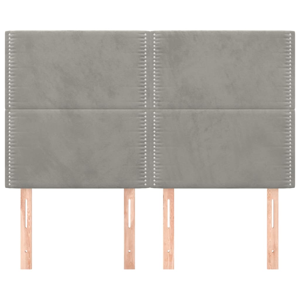 Κεφαλάρι Ανοιχτό Γκρι Βελούδο 144x5x118/128 εκ. - PAKOBAZAAR