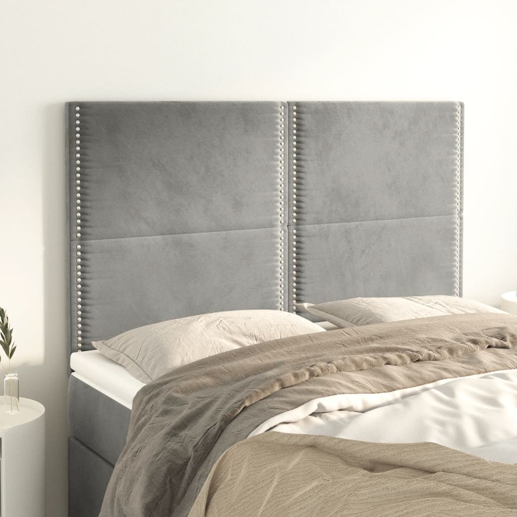 Κεφαλάρι Ανοιχτό Γκρι Βελούδο 144x5x118/128 εκ. - PAKOBAZAAR