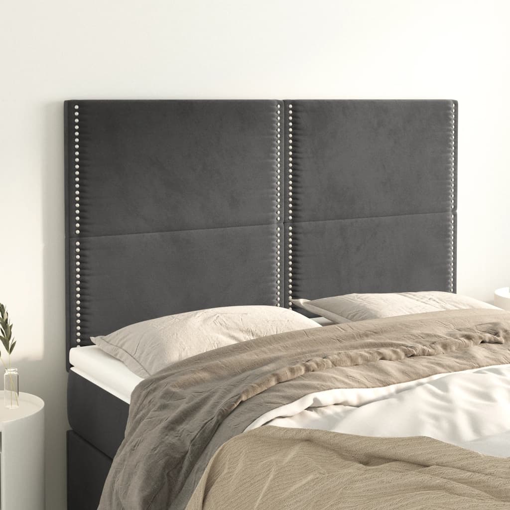Κεφαλάρι Σκούρο Γκρι Βελούδινο 144x5x118/128 εκ. - PAKOBAZAAR