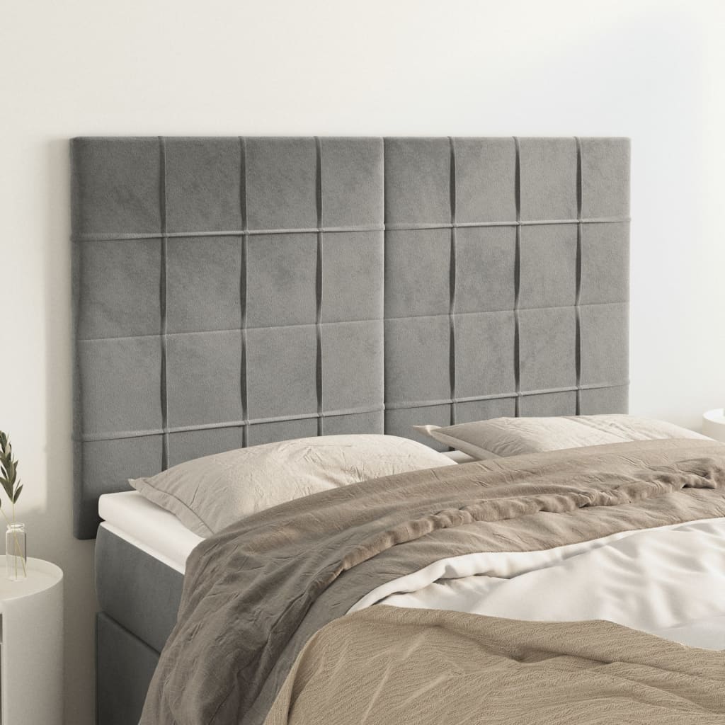 Κεφαλάρι Ανοιχτό Γκρι Βελούδο 144x5x118/128 εκ. - PAKOBAZAAR