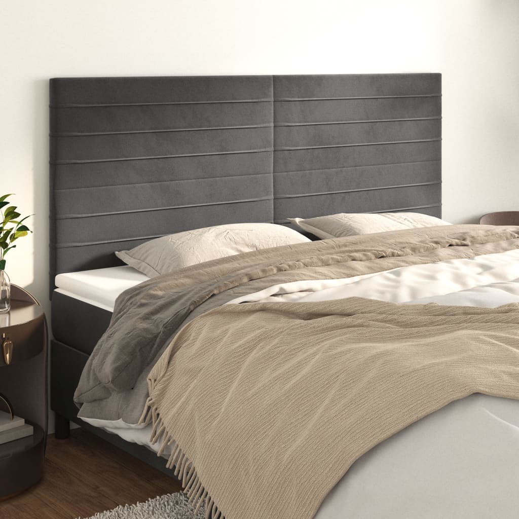Κεφαλάρι Σκούρο Γκρι Βελούδινο 160x5x118/128 εκ. - PAKOBAZAAR