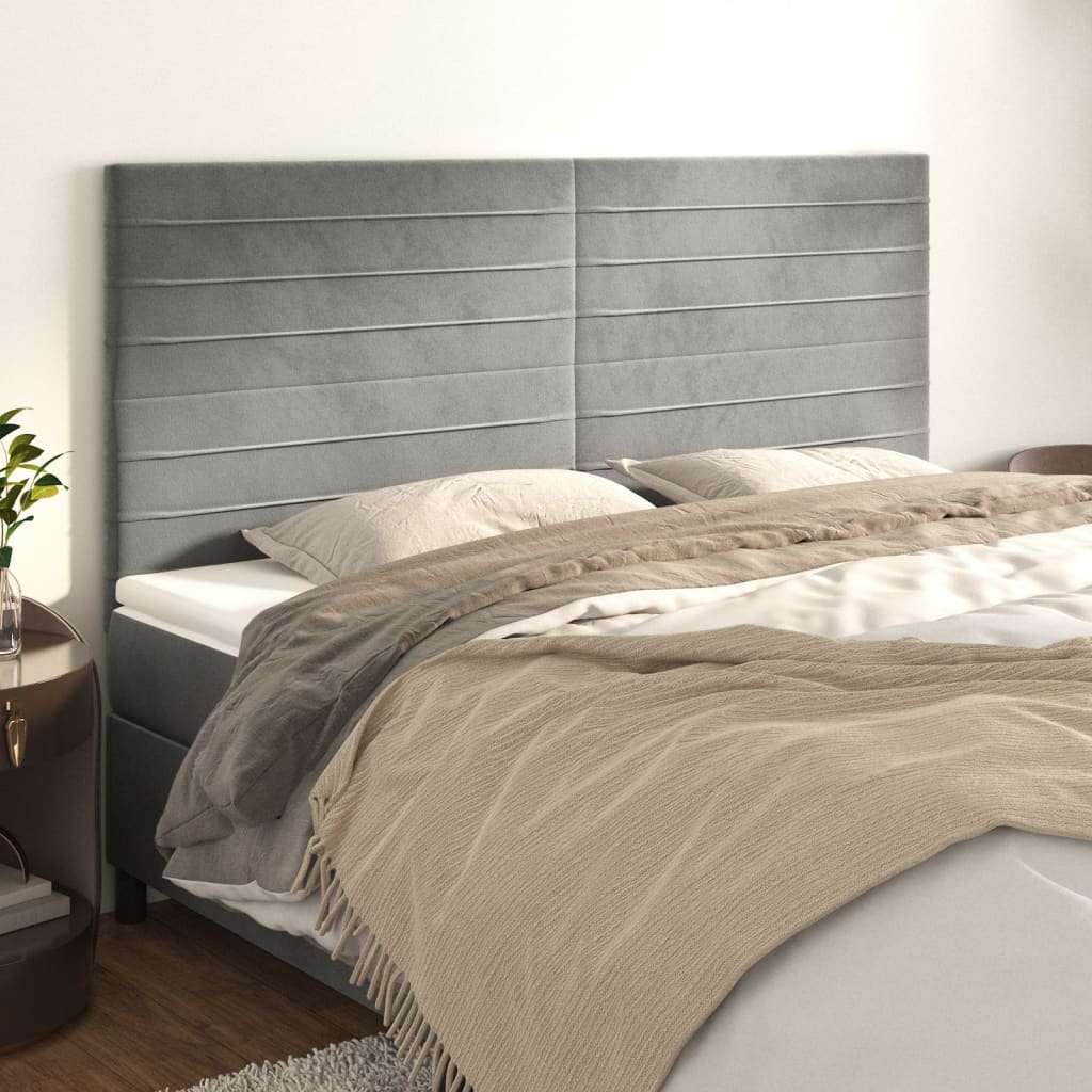 Κεφαλάρι Ανοιχτό Γκρι 180x5x118/128 εκ. Βελούδο - PAKOBAZAAR