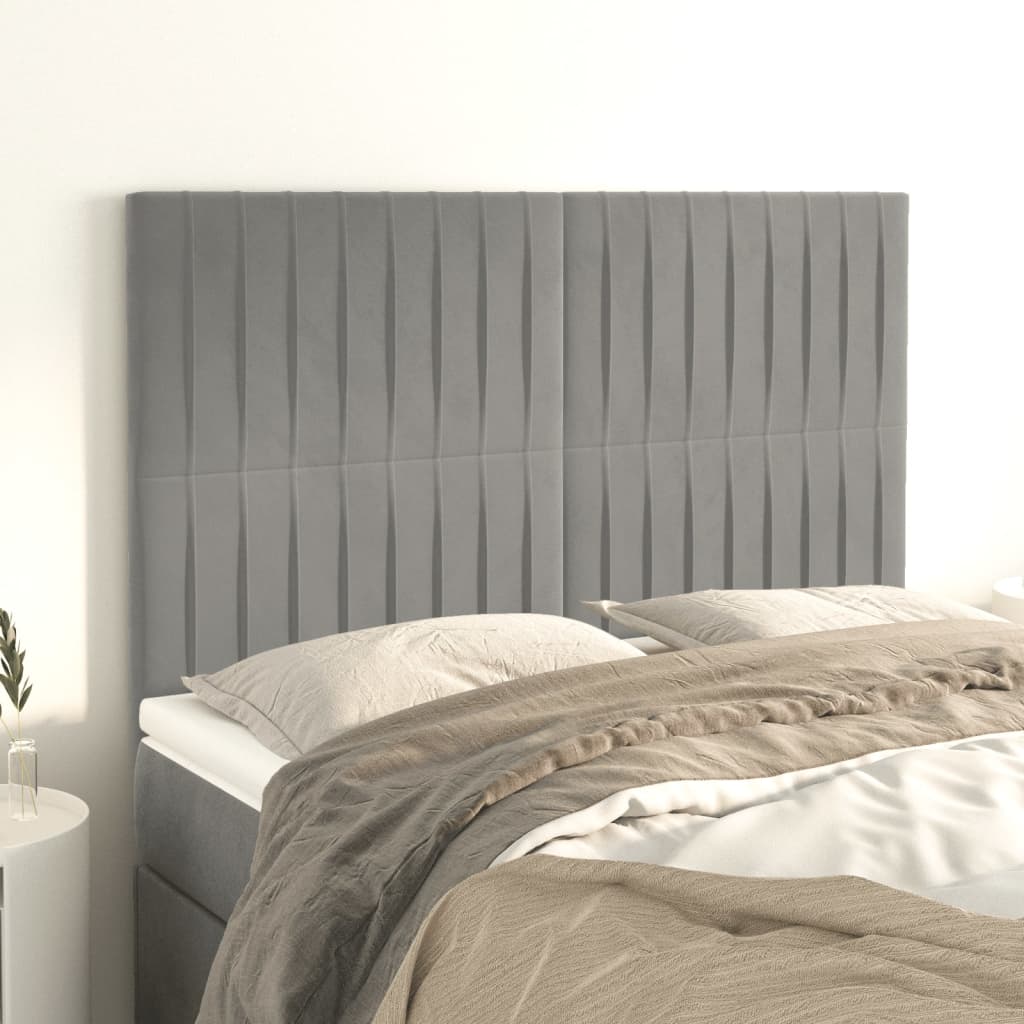 Κεφαλάρι Ανοιχτό Γκρι Βελούδο 144x5x118/128 εκ. - PAKOBAZAAR