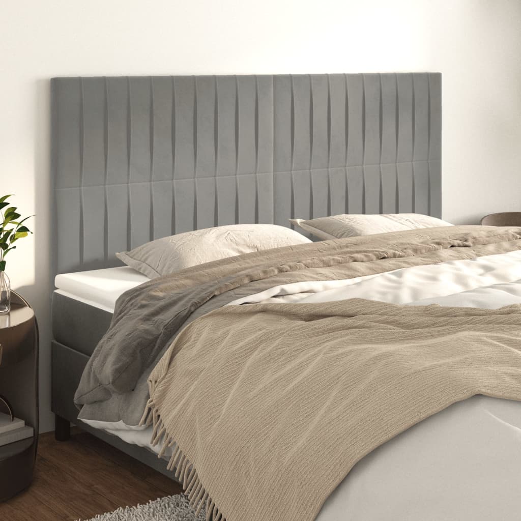 Κεφαλάρι Ανοιχτό Γκρι 160x5x118/128 εκ. Βελούδο - PAKOBAZAAR