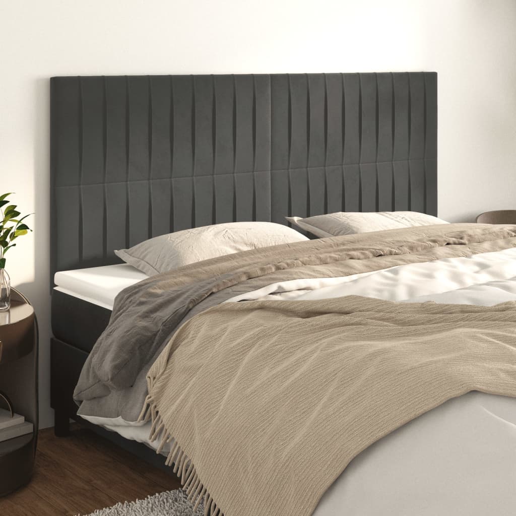 Κεφαλάρι Σκούρο Γκρι Βελούδινο 180x5x118/128 εκ. - PAKOBAZAAR