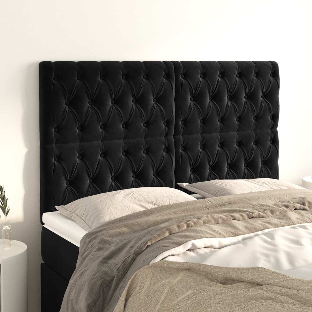 Κεφαλάρι Μαύρο Βελούδινο 144x7x118/128 εκ. - PAKOBAZAAR