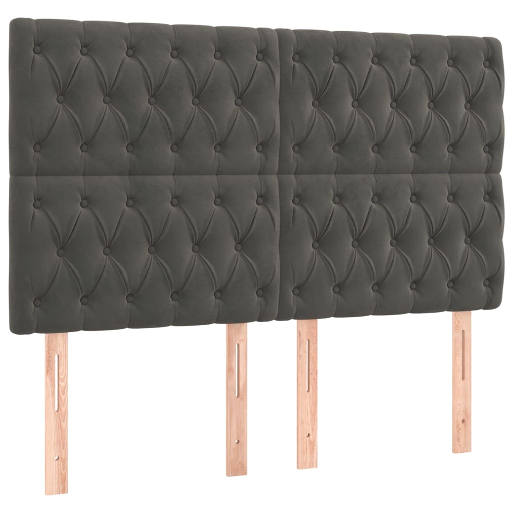 Κεφαλάρι Σκούρο Γκρι Βελούδινο 160x7x118/128 εκ. - PAKOBAZAAR